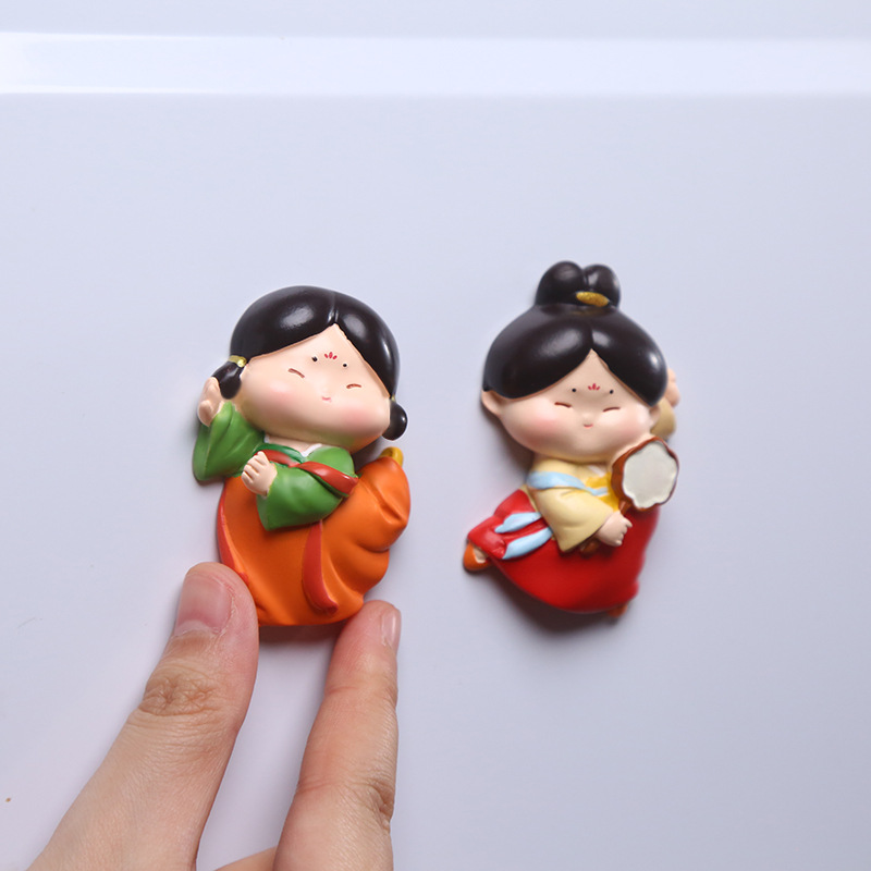 Tang Xiaotang shakes her head, refrigerator stickers, wall stickers, resin handicrafts, Chinese Tang style, Xi 'an gifts and souvenirs, Tang Lady Specification image