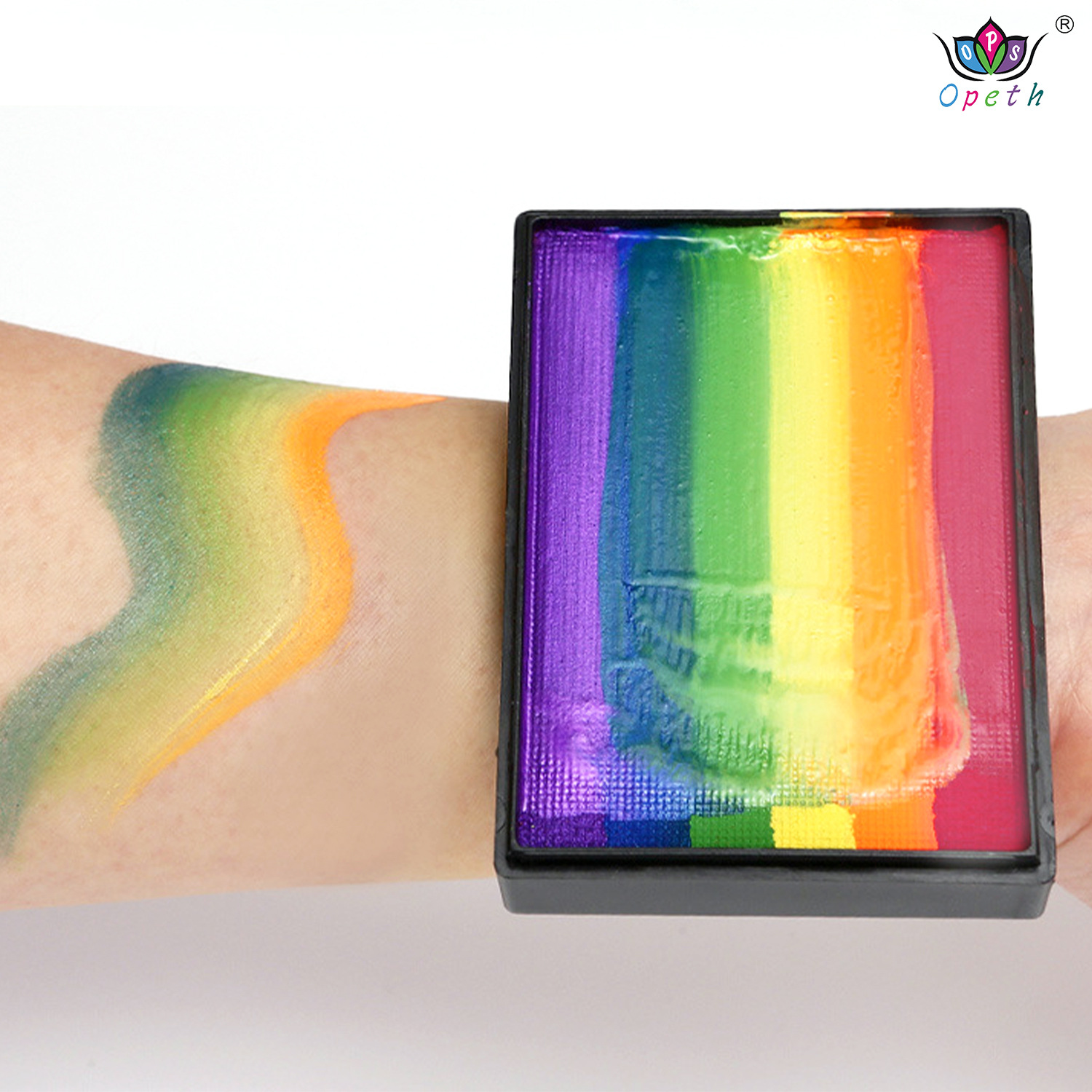 Cross-border children's body painting pigments, face color stage makeup, rainbow strips, water-soluble face color pigments, water-soluble face color details Picture