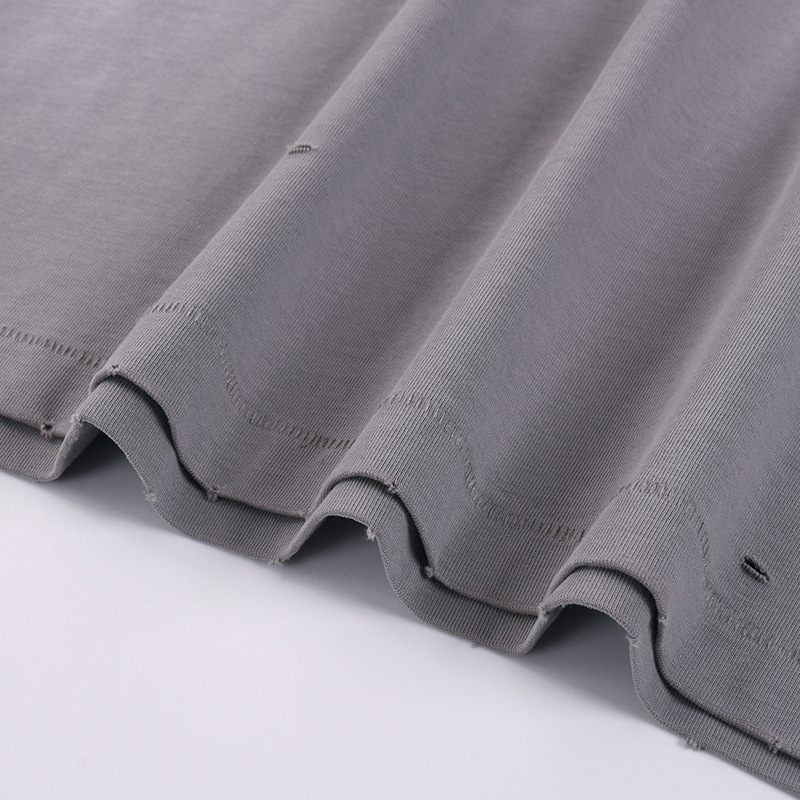 CKX2025 Summer American street batik distressed T-shirt with a small neckline and a worn short-sleeved T-shirt for men's fashion Application Scenario