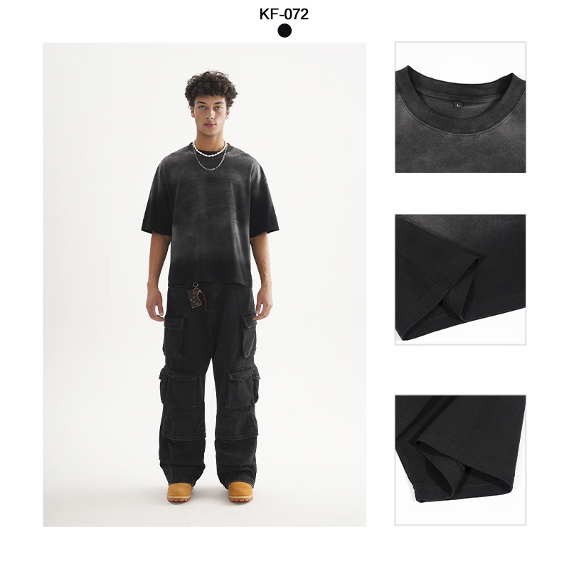 ETAI men's summer heavyweight Spray Monkey short and wide style T-shirt, versatile BoxyFit style men's short-sleeved T-shirt Application Scenario