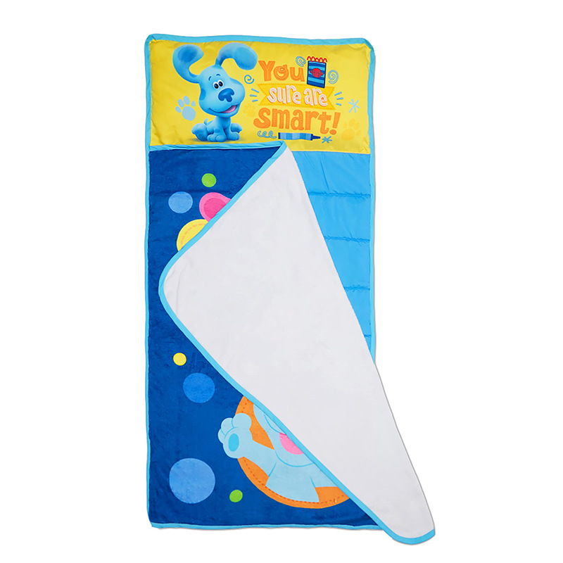 Cartoon BluesClues portable one-piece nap mat, kindergarten sleeping bag, children's blanket, anti-kick sleeping bag Item Picture