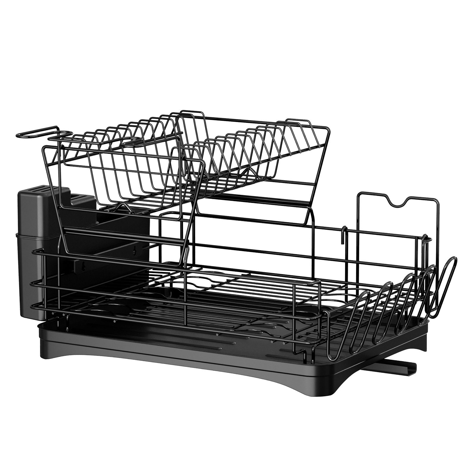 Cross-border Amazon bowl and plate draining rack, double-layer multi-functional bowl and chopstick storage rack, household kitchen water cup storage rack Item Picture