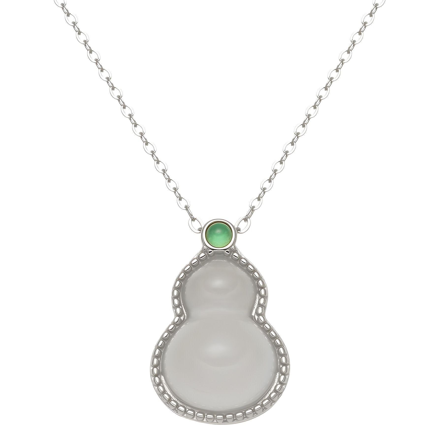 New Chinese-style high ice transparency natural white chalcedony gourd S925 silver necklace, a high-end collarbone chain that makes women look fair and elegant Item Picture