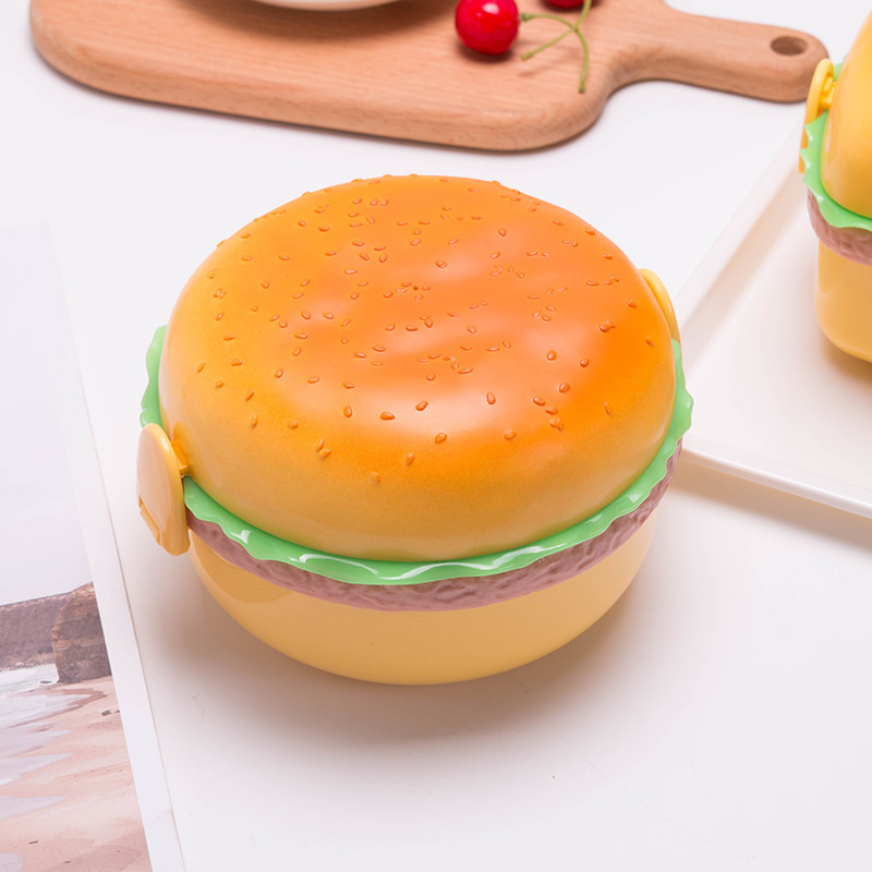 Creative and cute hamburger, student lunch box, microwave bento box, multi-layer children's lunch box, fruit preservation box gift Item Picture