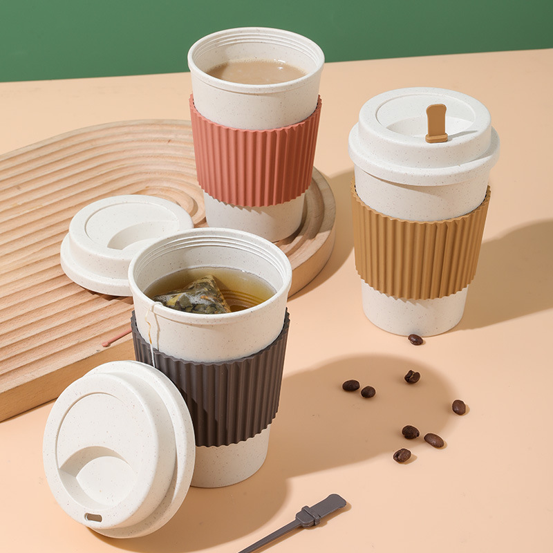 Wheat straw coffee cups, Japanese outdoor leak-proof mugs, popular portable cups, gift cups, water cups, wholesale cups