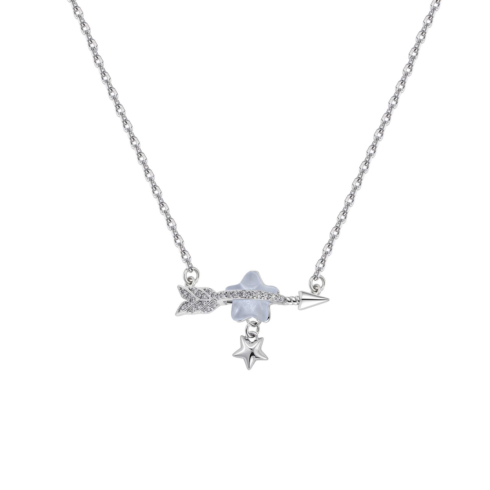 Blue Star Cupid's Arrow Necklace for women, ins style, niche fashion, versatile, cool and delicate collarbone chain Item Picture