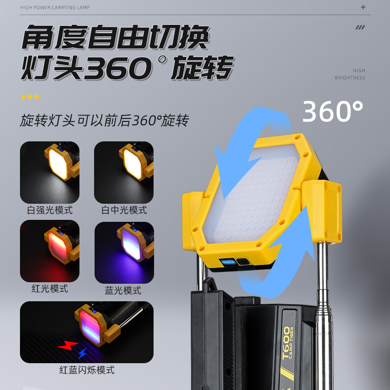 Flashlight, high-power outdoor emergency patrol portable searchlight, USB charging with side light, camping outdoors Application Scenario