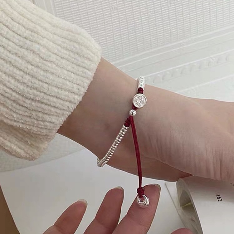 Safe and Joyful s925 sterling Silver bracelet for Women, a niche red string bracelet with an ins style, a versatile bracelet Application Scenario
