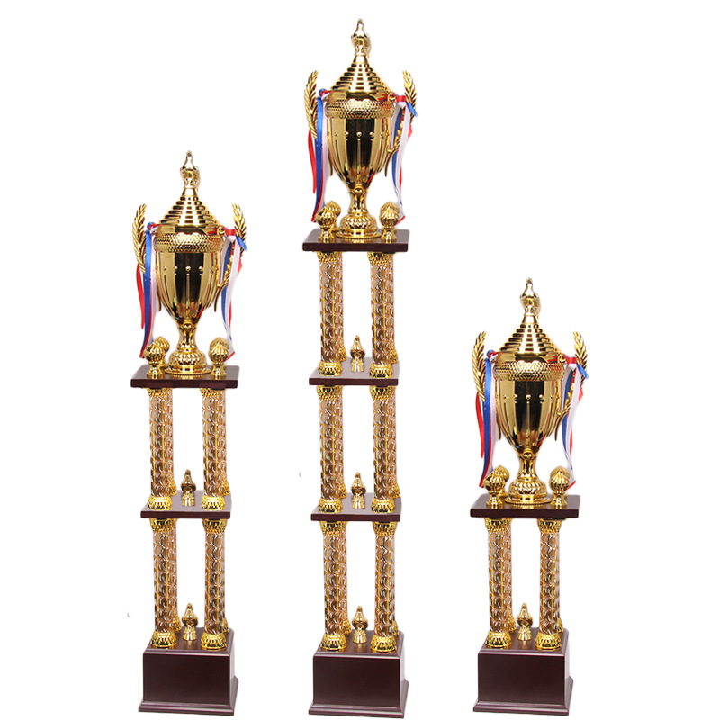 Wholesale of four-column trophies, creative high-end international large-scale competition trophies, corporate annual meeting trophies, and Taekwondo large trophies Item Picture