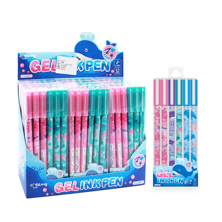 Yalong Cross-border Cute Ocean Dolphin Standard Erasable Pen Gel Pen Office and School Stationery