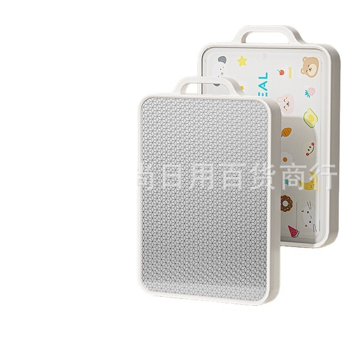 The cutting board is made of PP+ stainless steel and can be ground with garlic. It is an antibacterial and anti-mold household stainless steel double-sided knife and adhesive board Item Picture