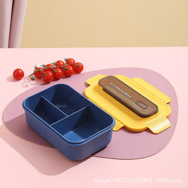 Plastic student lunch box with water cup, tableware, bento box, fruit salad, office worker lunch box that can be heated