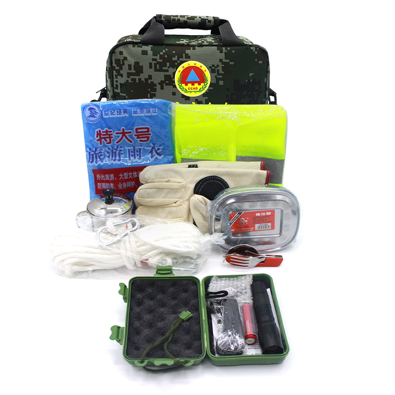 Factory direct sales of family emergency civil air defense emergency kits, flood control backpacks, emergency rescue kits, fire and disaster reduction outdoor products details Picture