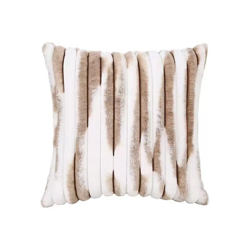Cross-border ins gradient plush imitation rabbit fur tie-dyed pillowcase, home decoration, comfortable cushion, living room sofa, ins style Item Picture