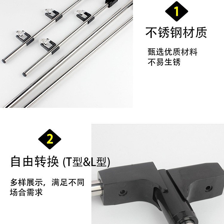 Large floor-standing poster display stand, stainless steel retractable POP promotional advertisement paper stand, promotional information display stand, vertical promotional display stand for stores, commercial event notice support stand, outdoor promotional notice stand Specification image