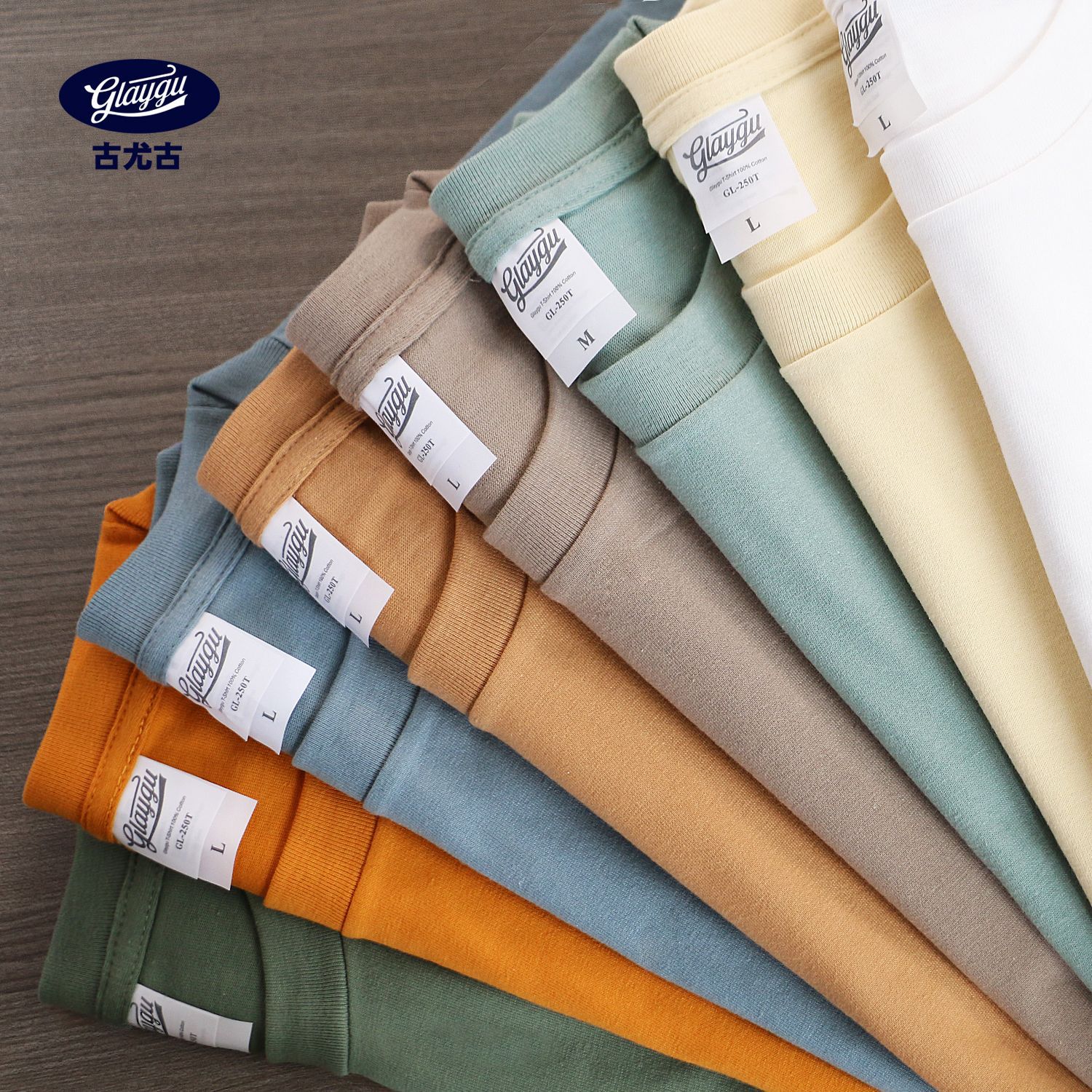 250-gram Japanese heavy-duty loose pure cotton short-sleeved T-shirt for men and women, solid color loose base layer, trendy INS