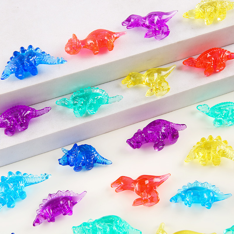 Seven-color crystal little dinosaur, new transparent acrylic gemstone animal toys for kindergarten sharing, wholesale from the manufacturer details Picture