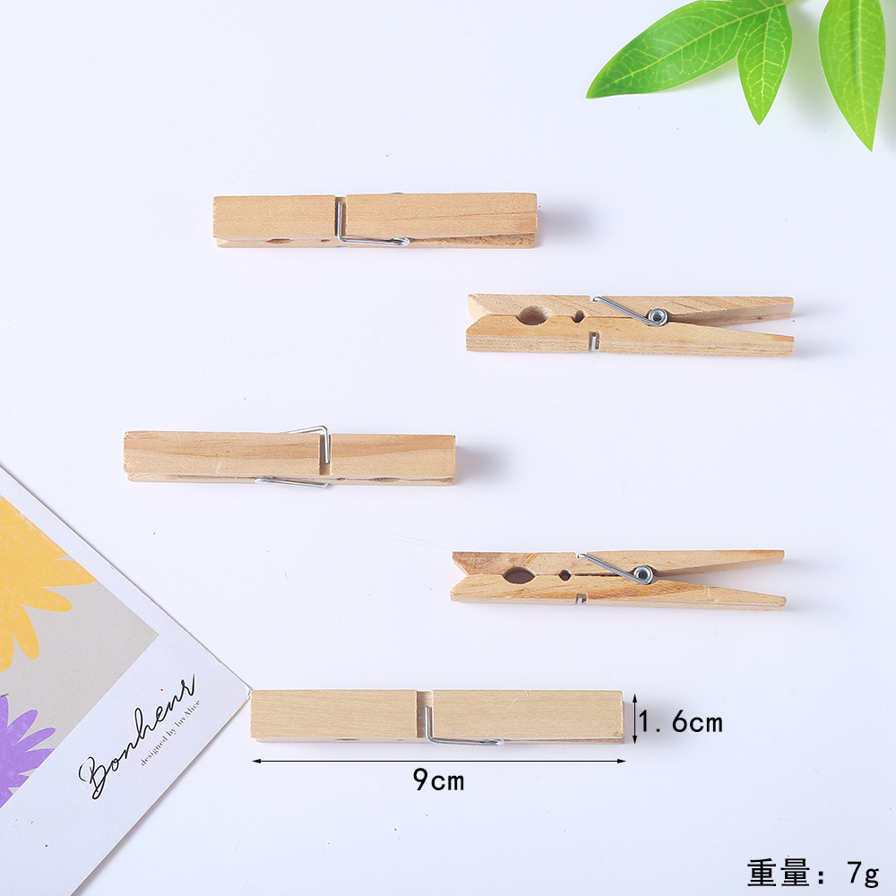 Wholesale of colorful small wooden clips from the source factory, including document and test paper clips, wooden office document organization clips, and binding supplies Item Picture