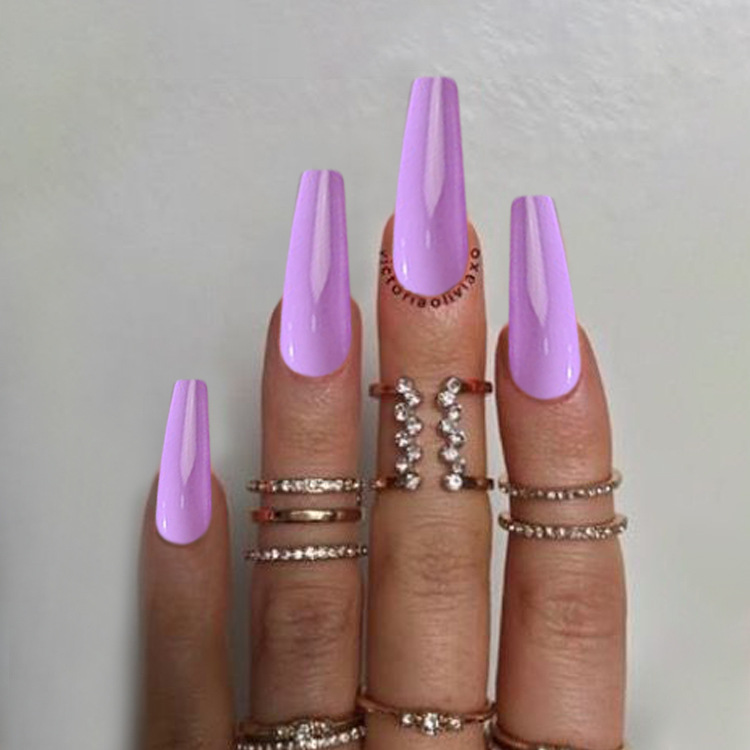 Cross-border exclusive supply of artificial nails, long ballet shiny nail art, long nail patches, finished wearable nails wholesale Specification image