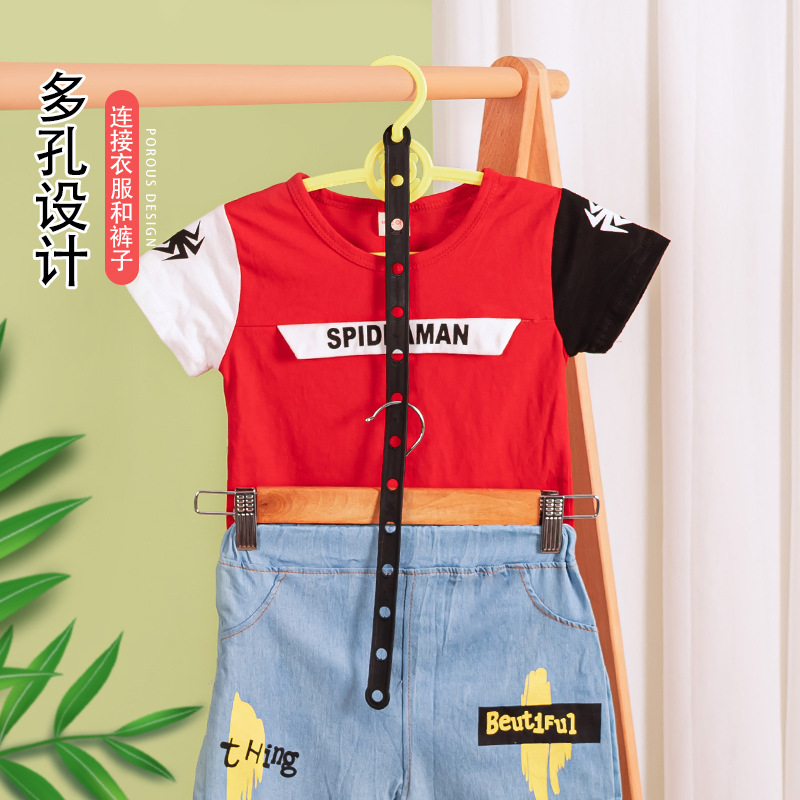 Multi-hole thickened and thickened hanger hanging connection strip, folding plastic wooden children's hanger, clothes rack, multi-functional hanging rod details Picture