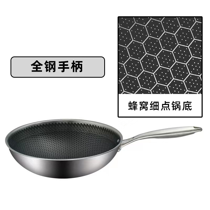 Cui Dahuang 316 stainless steel flat pan, honeycomb stainless steel wok, durable and multi-functional kitchenware and kitchen supplies details Picture