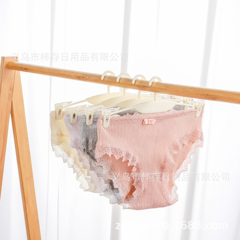 熟料软胶内衣架折不断内裤文胸通用款透明带夹子时尚塑料衣架内裤细节图