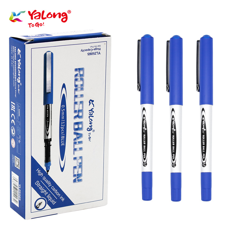 Yalong metal pen clip socket straight liquid pen, water-based pen, 0.5mm bullet pen tip, office pen, round rod ball pen Item Picture