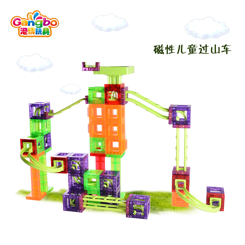 【加工定制】78pcs桶装过山车玩具儿童益智diy管道滚珠积木批发产品图