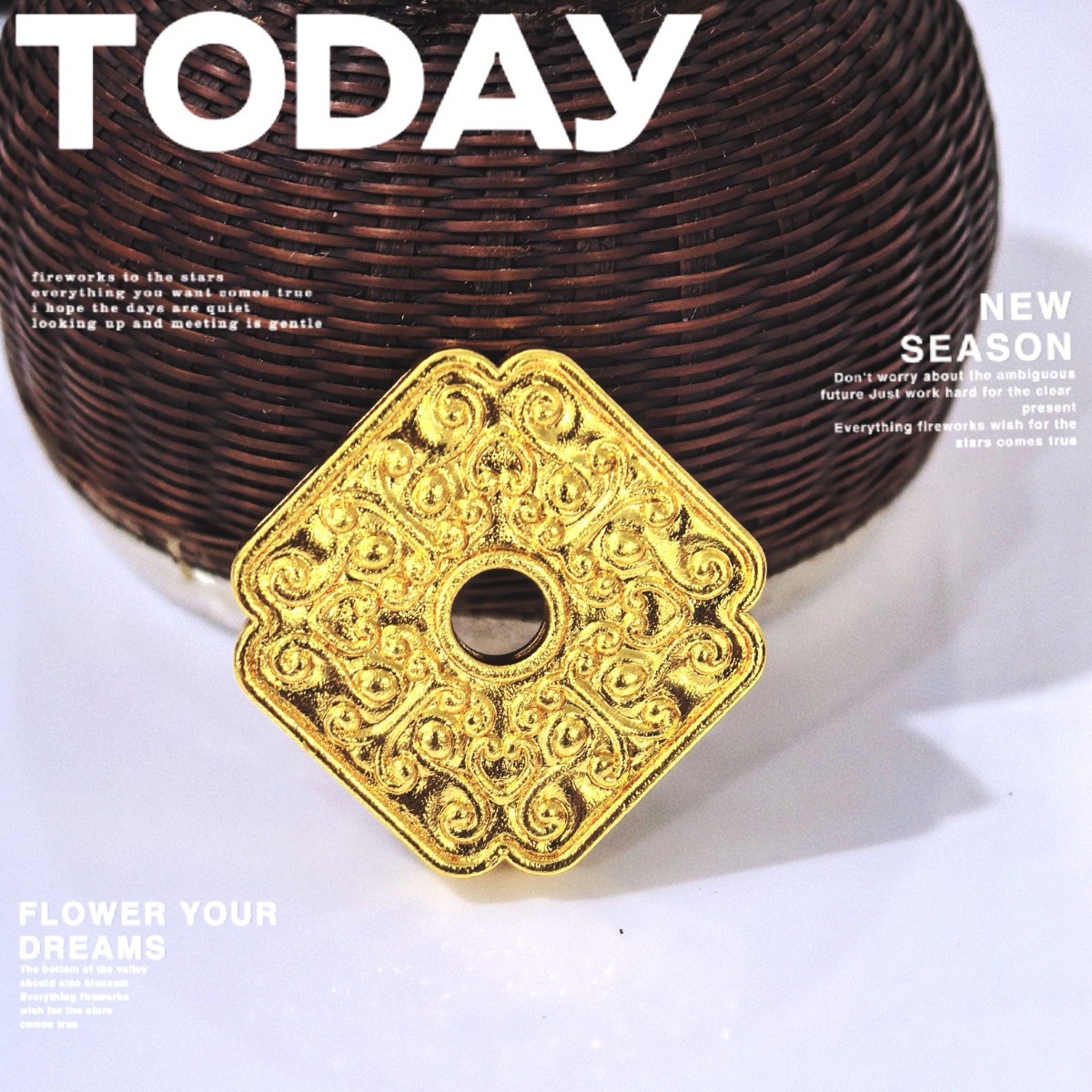 古法金饕餮纹吊坠项链男士中国风复古简约个性民族风挂饰