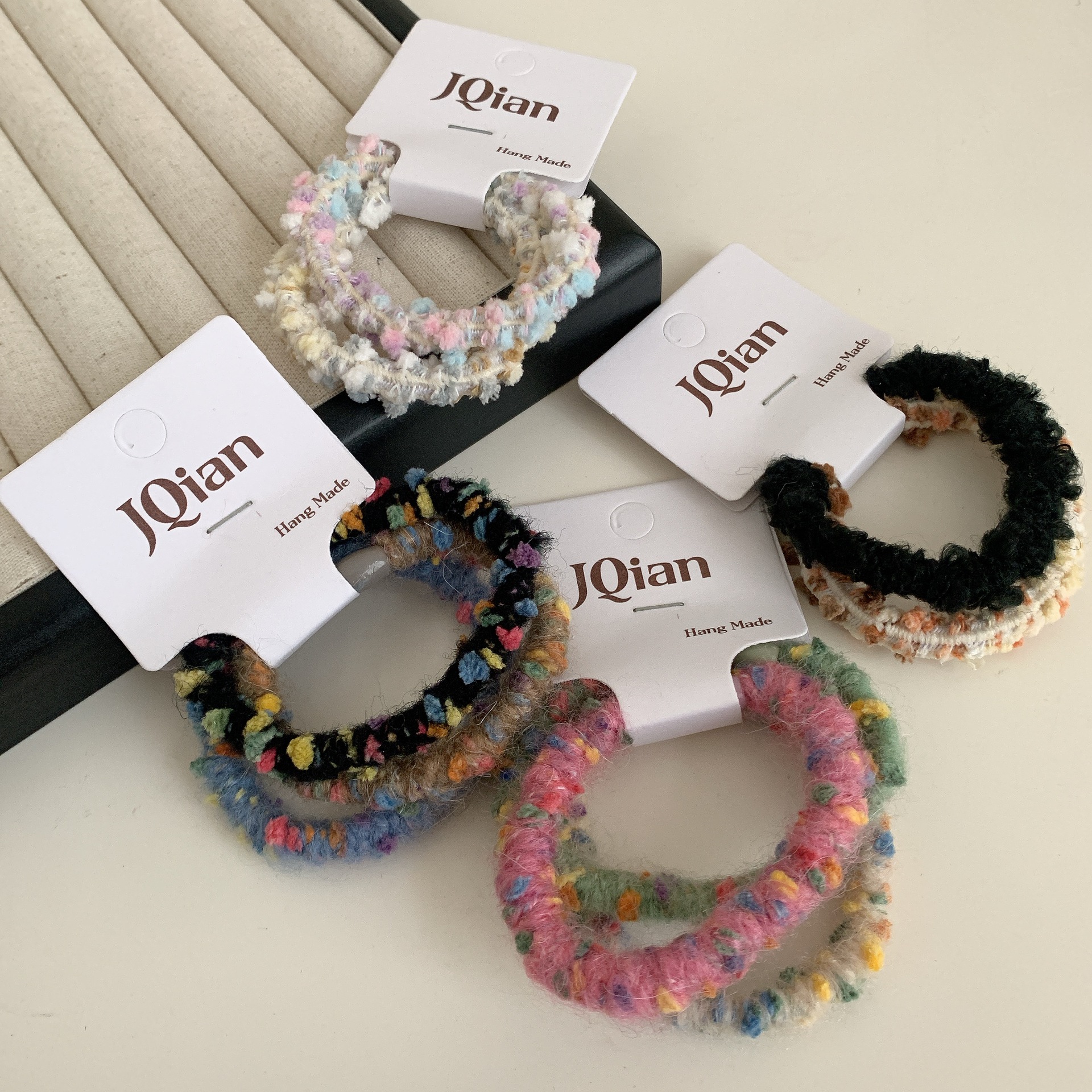 ins Spring Festival sweet and cute colorful hair tie, plush hair band, rubber band, hair tie, durable high-elasticity leather case for girls Specification image