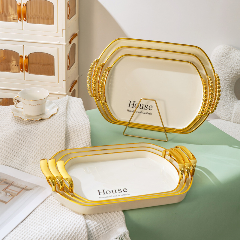 玻璃镜面金属托盘/贝壳托盘/托盘/玻璃托盘/玉石产品图