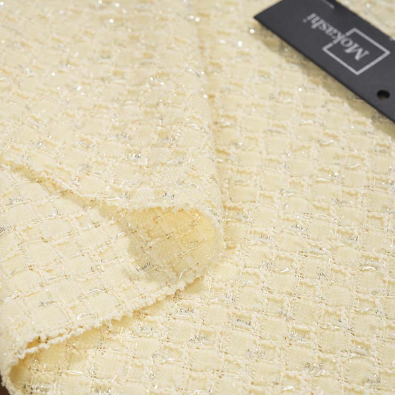 Mokas Silver Thread chanted tweed set, DIY chanted fabric dress, women's vest shawl Item Picture