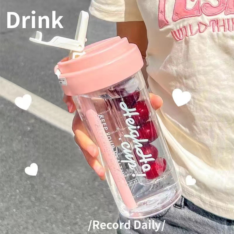 Summer water cup, women's ins straw cup, student high appearance level, tea-water separation tea cup, men's style, office worker beauty enthusiast Specification image