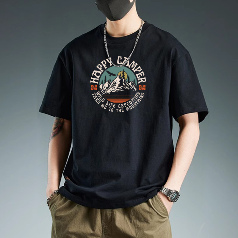 纯棉短袖T恤纯色修身设计感拼接高级趣味潮品潮牌服装男半袖圆领 Specification image
