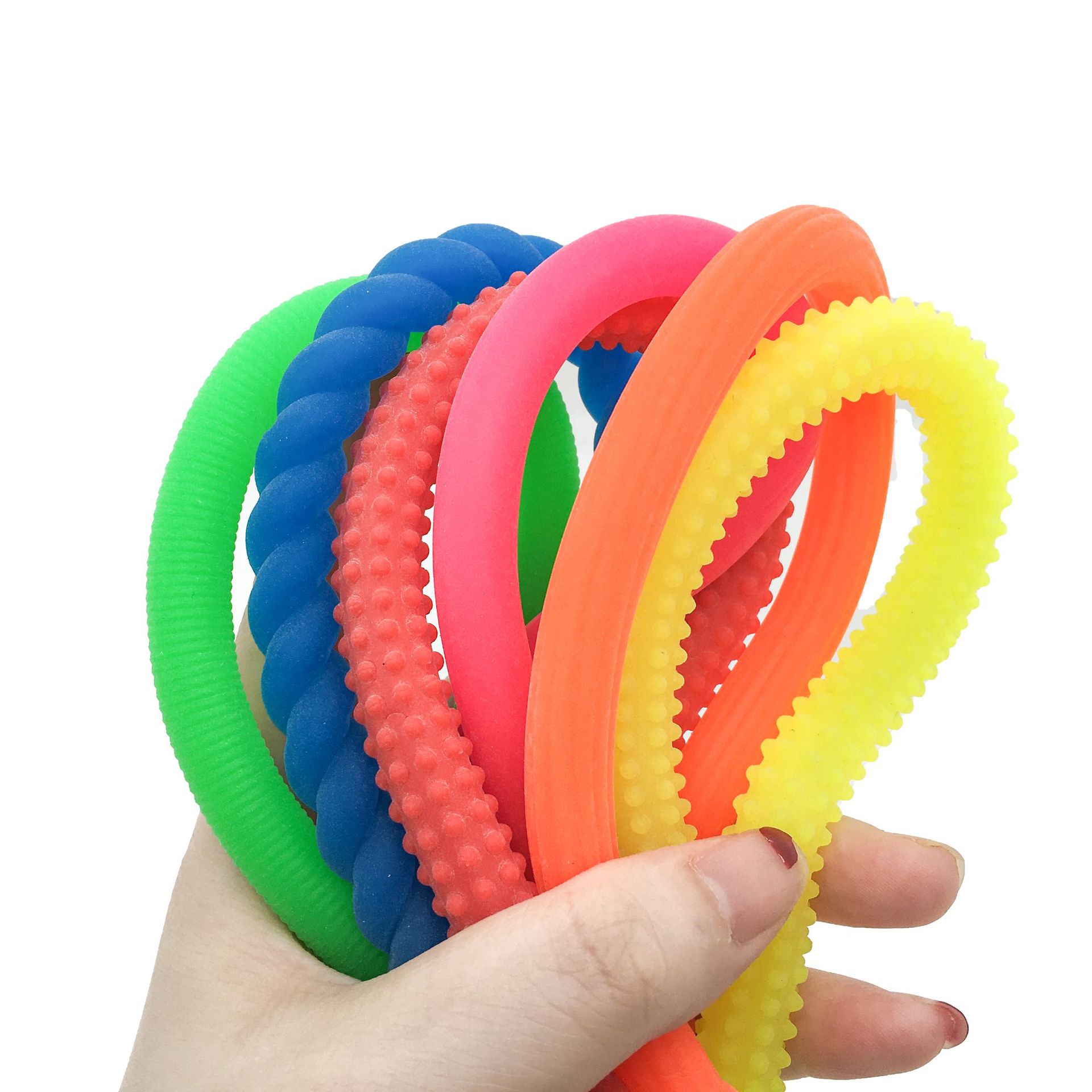 TPR threaded noodles, corrugated and mottled noodles, tension rope, pressure-reducing soft rubber, special-shaped tension band, elastic rope toy Specification image