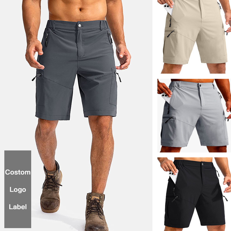 亚马逊2024年夏季新款男士多口袋工装短裤大码拉链休闲速干五分裤