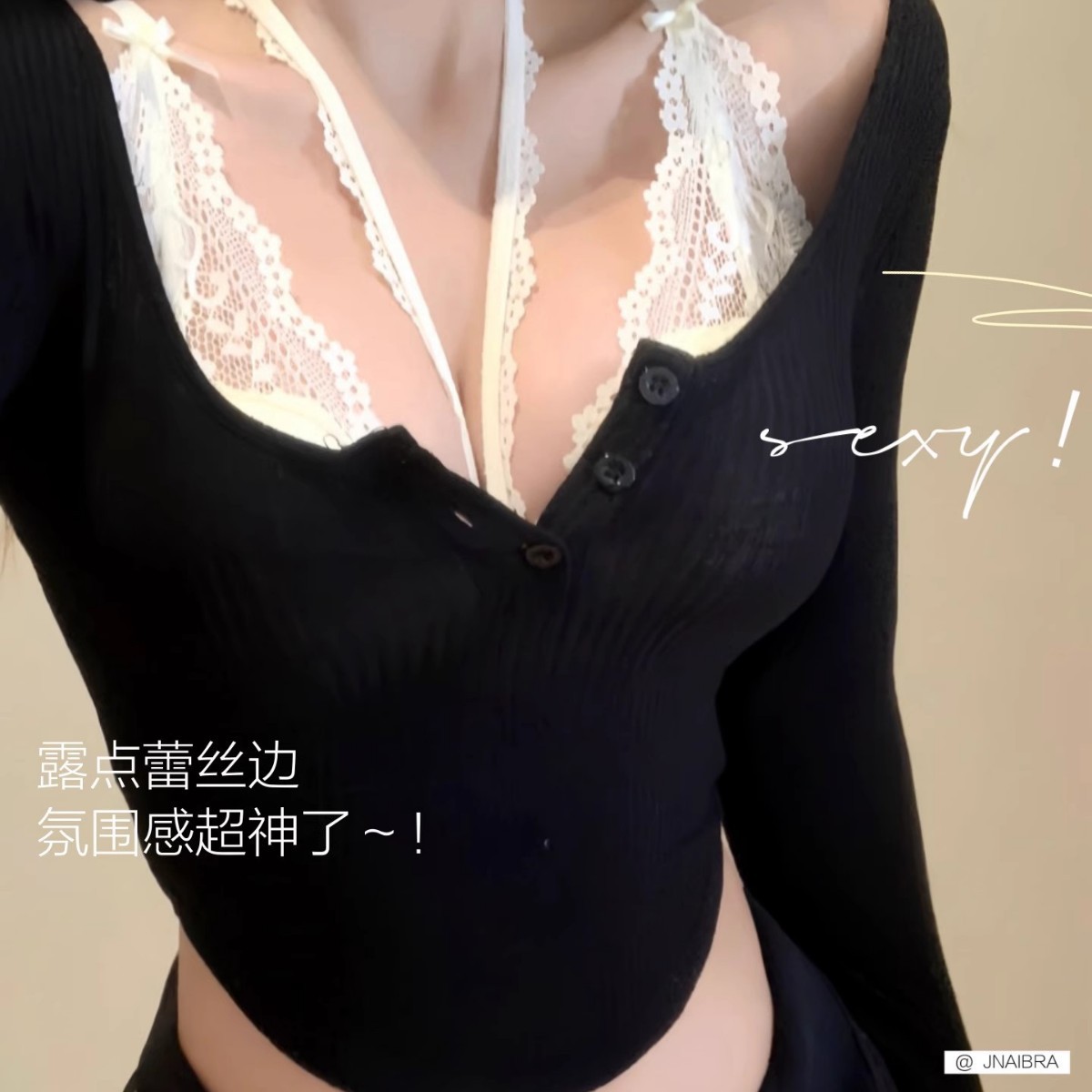 Longxin Upgrade 2.0 Small chest Gathering Lingerie Women's no-steel ring neck-hanging Pure Desire French Lace Sexy inner layer bra Specification image