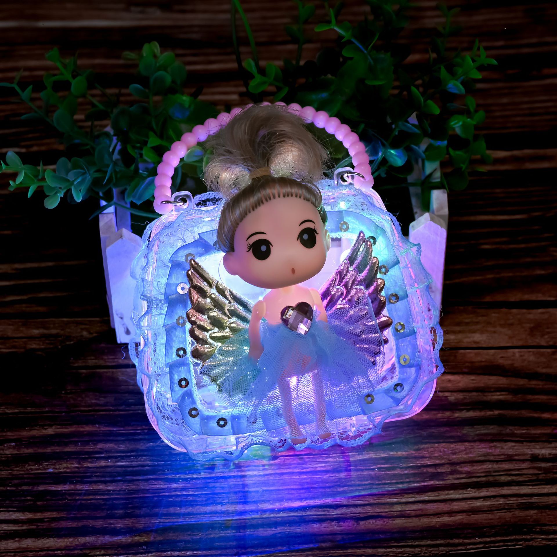 Hand-held angel wing doll lanterns, glowing Internet celebrity toys, cute birthday gifts for girls, wholesale at night market stalls Specification image