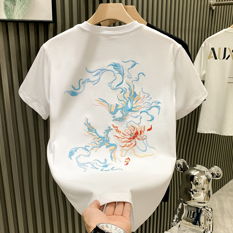 The new summer collection of Chinese trend short-sleeved T-shirts for men with round collars and half sleeves is a trendy choice for young people