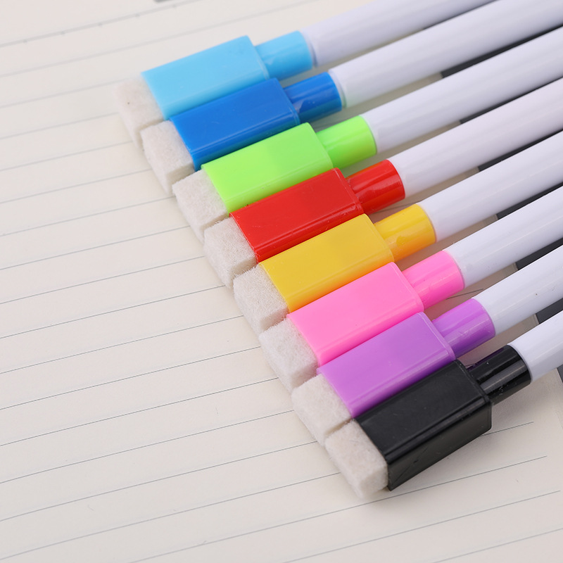 Qianhui 8-color children's whiteboard pen set with magnetic tape brush, colored black marker pen, water-based, erasable and magnetic suction Specification image