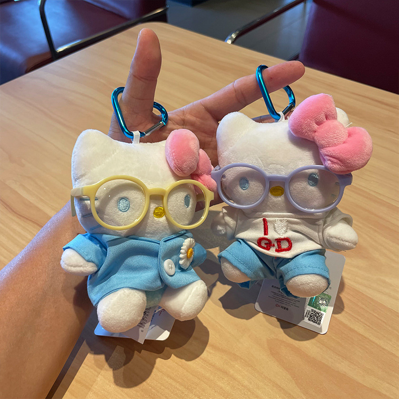 hellokitty小挂件毛绒公仔kitty可爱凯蒂猫正版kt猫玩具包包挂件