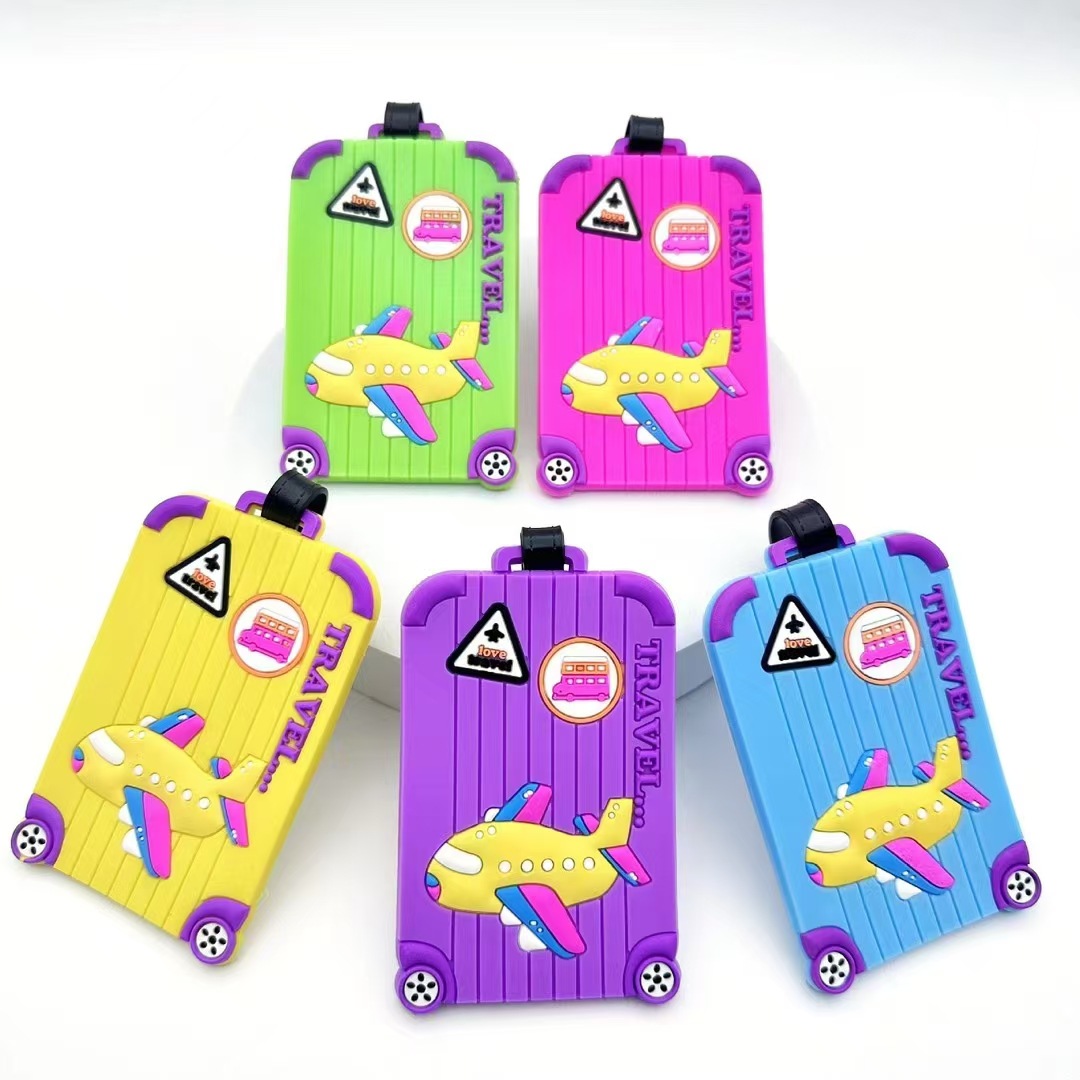 跨境批发pvc软胶行李牌 硅胶吊牌动漫卡通 行李箱挂牌 登机牌卡套
