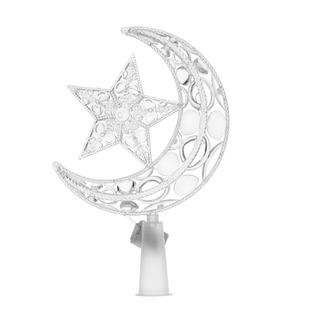 Cross-border best-selling illuminated Christmas tree top star hollowed-out moon star Christmas tree top LED light Christmas decoration Item Picture