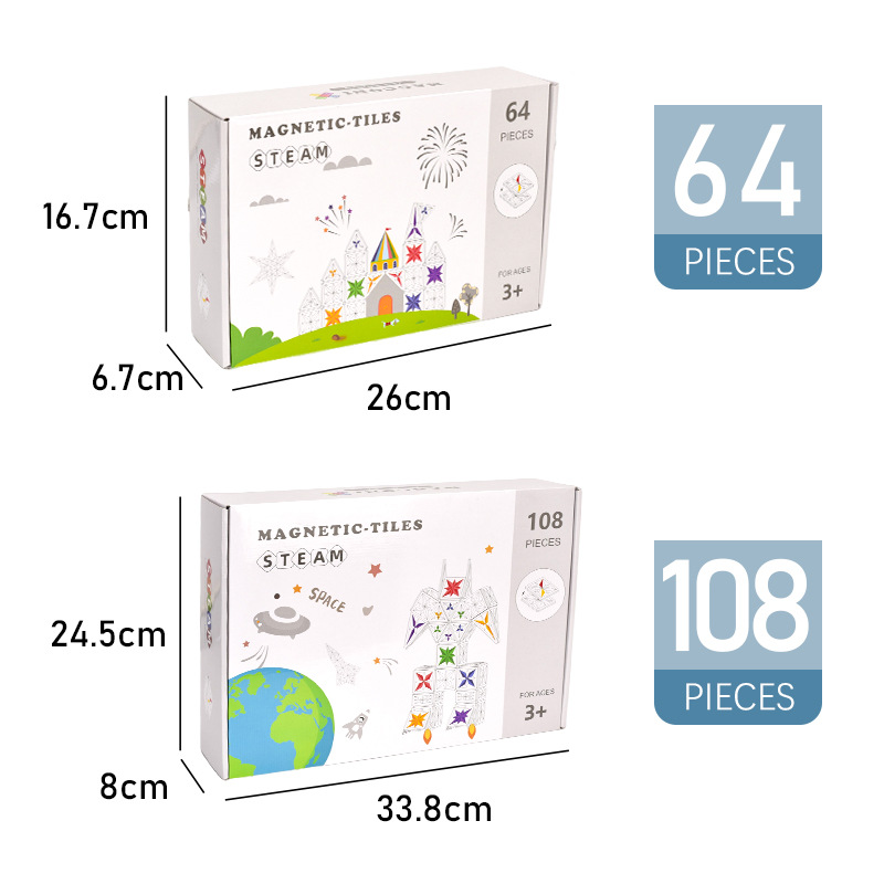 Diamond-faced starry window magnetic sheet toy, educational assembly block building block, children's intelligence toy for 3-7 years old Specification image