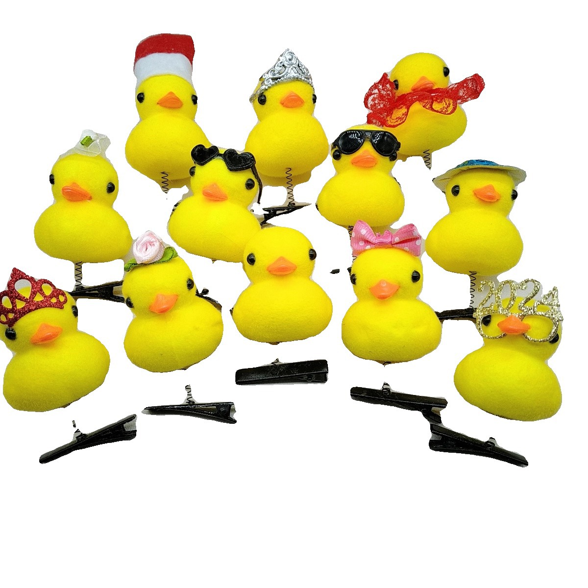 Cute hat with bow tie, rose crown dress, 2025 Internet celebrity bestseller, little yellow duck headwear, spring hair clip Item Picture