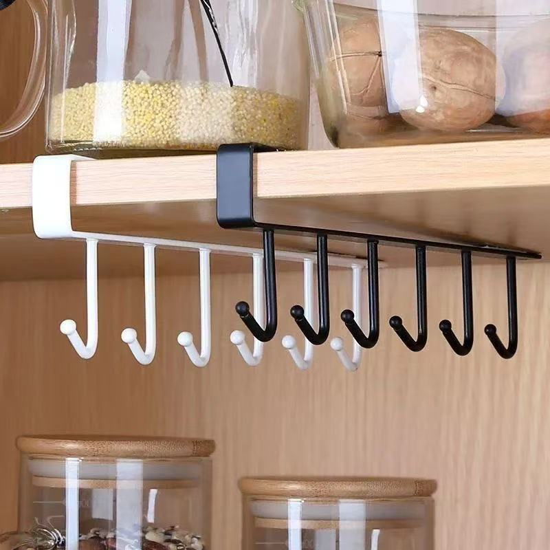 Kitchen storage rack, seamless and non-drilling hooks, row of cabinet door hanging racks, hook racks, hanging storage tie racks