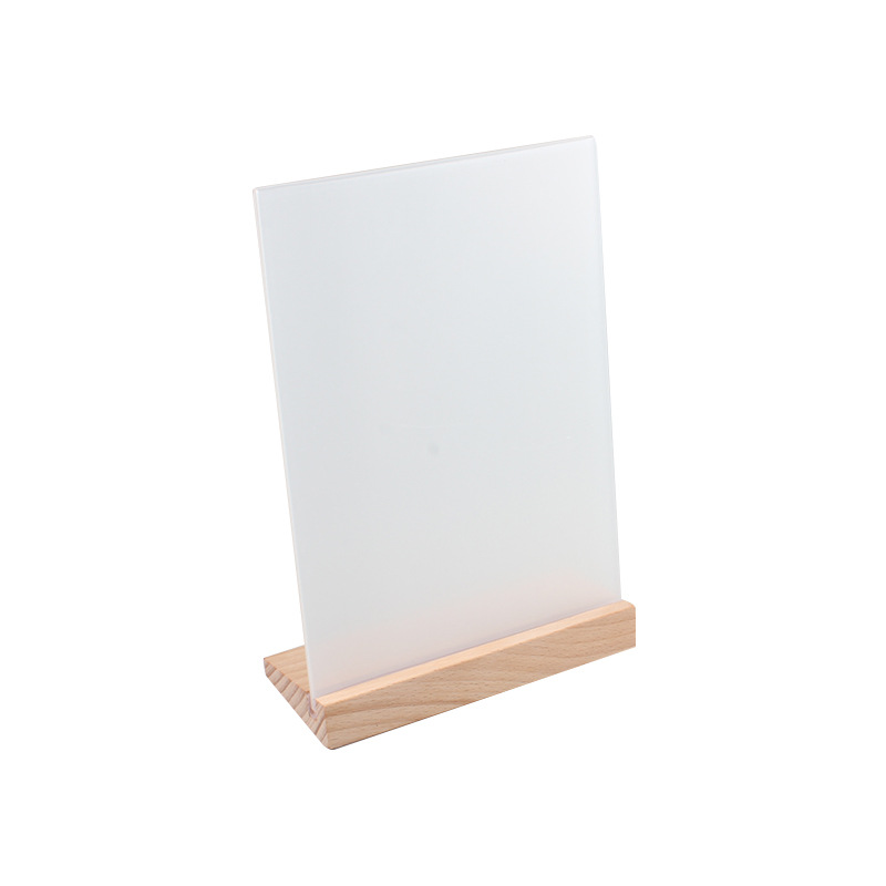 L-shaped beech wood table sign, table card, acrylic A4, milk tea shop menu, wooden table sign, wooden table tag, display stand base, tea drink store dish introduction, standing seat, coffee shop table sign display stand, Western restaurant dish description display support Item Picture