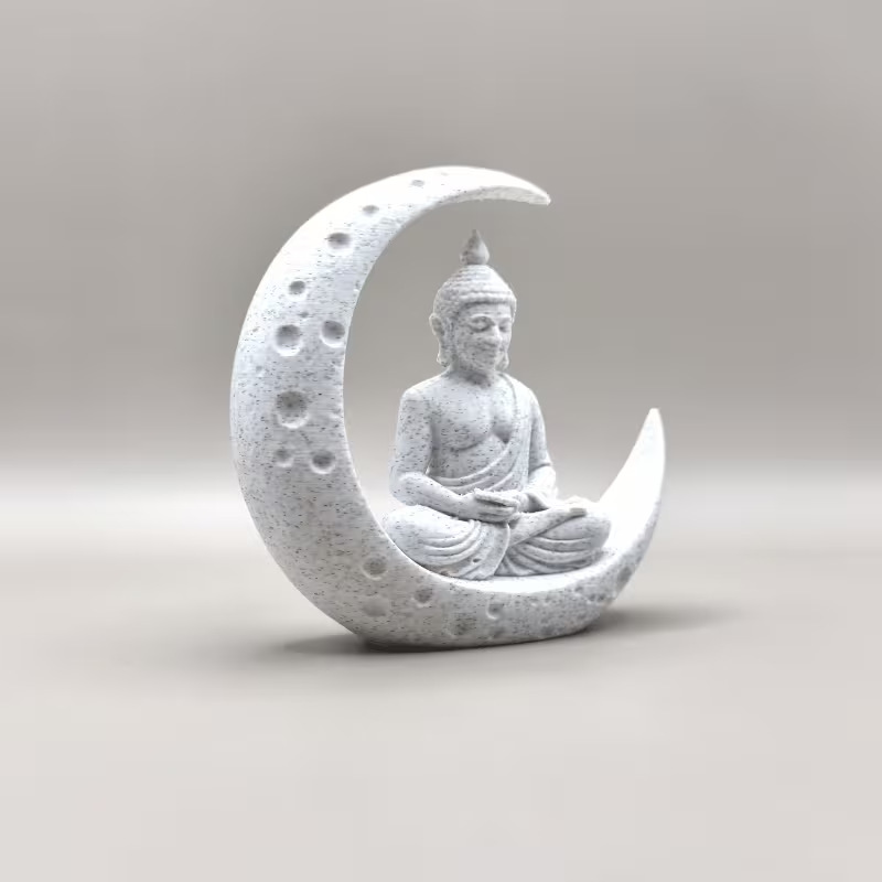 Crescent-shaped sitting Buddha ornaments, yoga studio tea room bookshelves, meditation Buddha statue handicrafts, yoga studio decorative ornaments details Picture