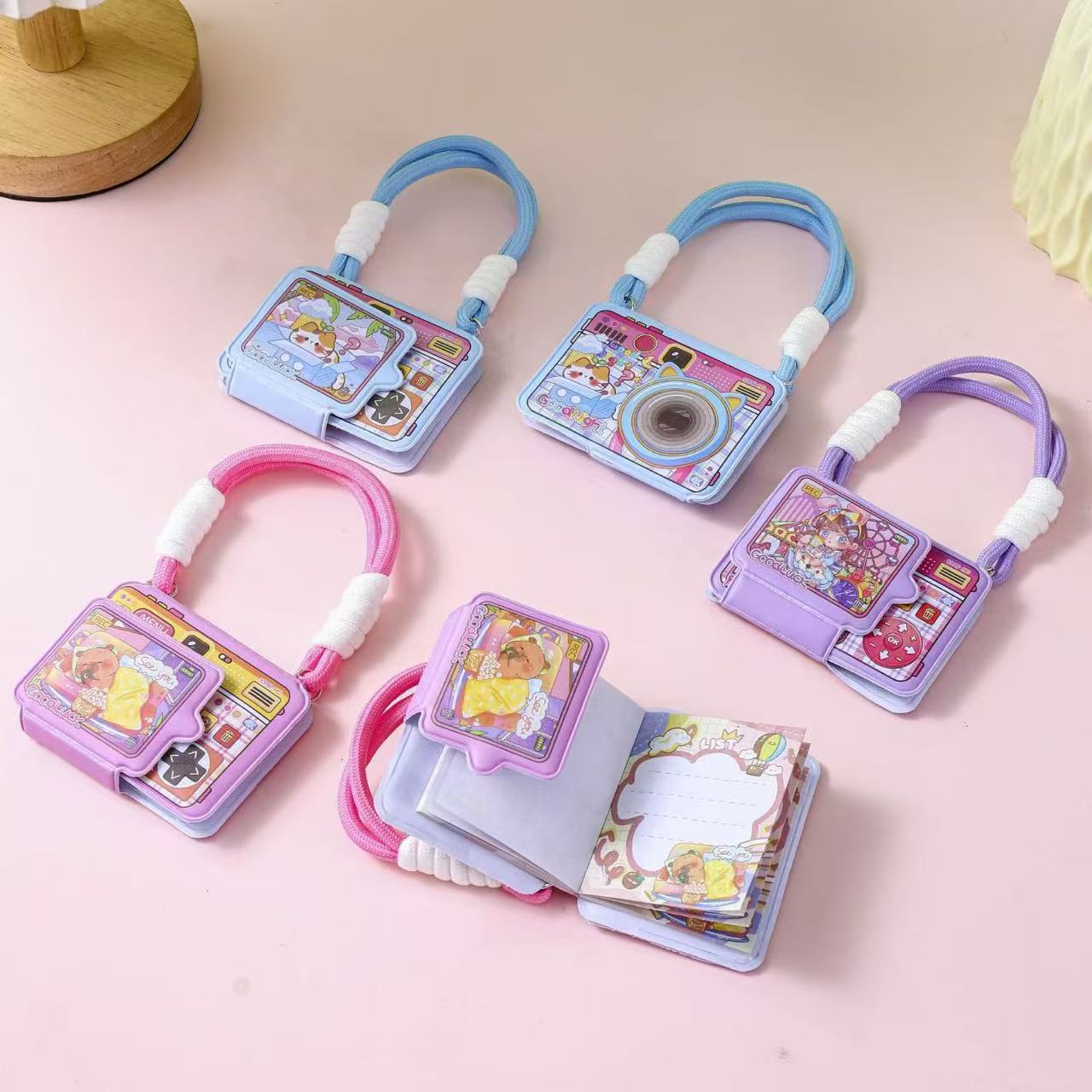 Cute Polaroid shaped mini stress-relieving notebook, color page notepad, portable portable notebook, student small notebook Application Scenario