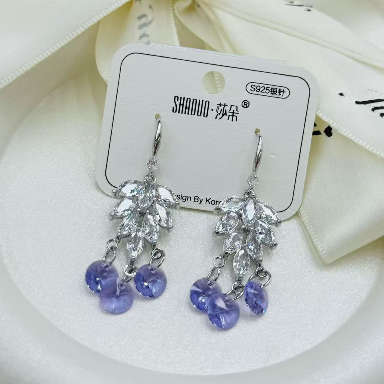 S925 plata aguja cristal borla pendientes para mujeres korean sistema de diseño sentido de alta calidad sentido orejas circonitas diamantes swaro austria